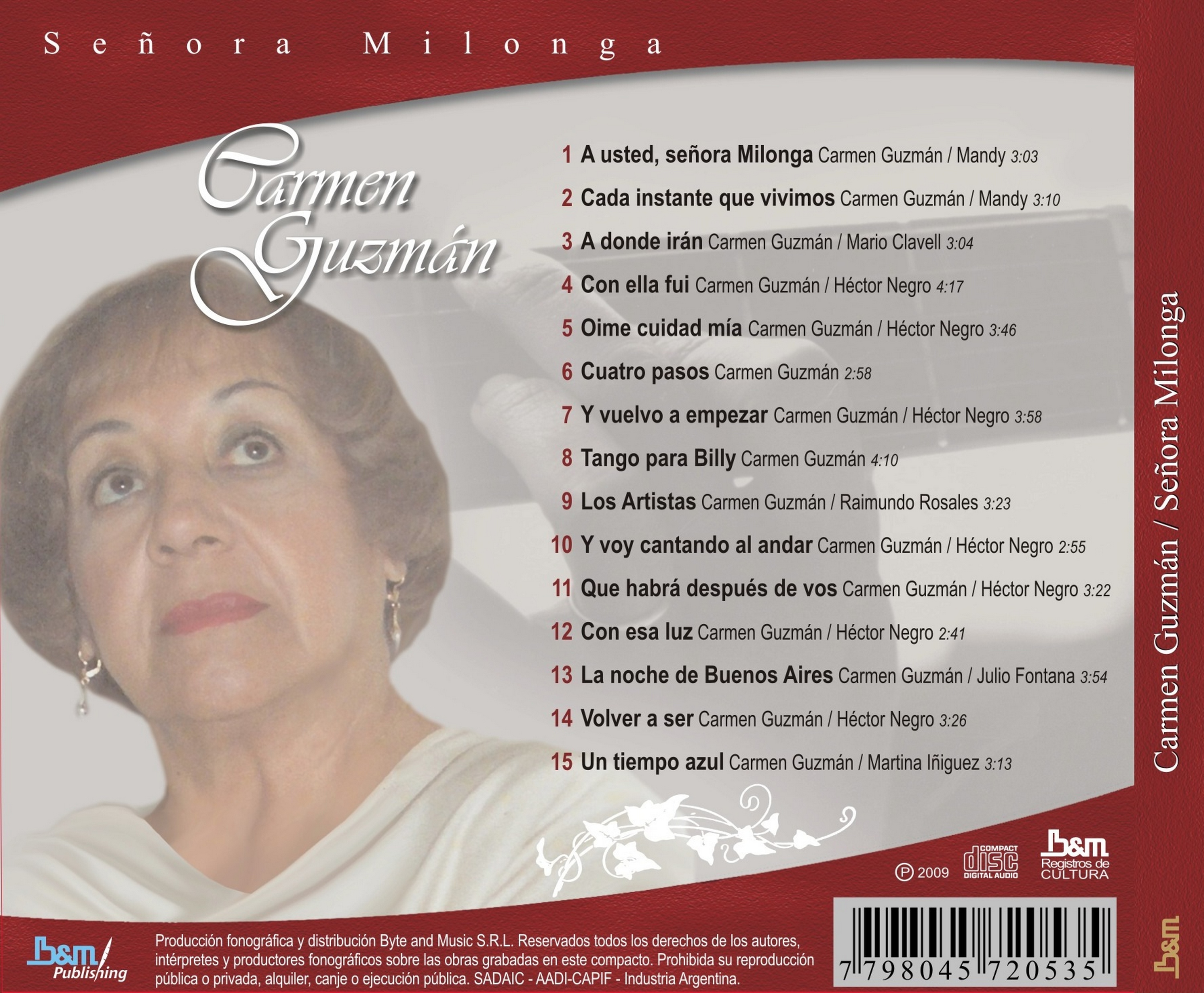 Contratapa de Carmen Guzmán — Señora Milonga