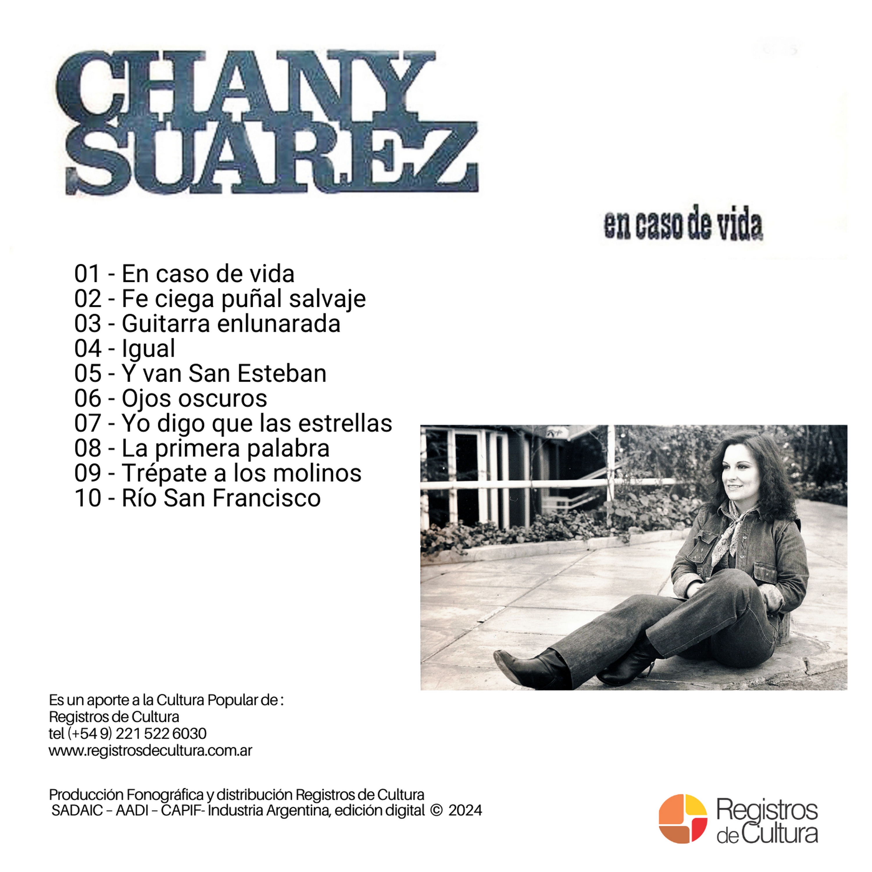 Contratapa de Chany Suarez — En caso de vida
