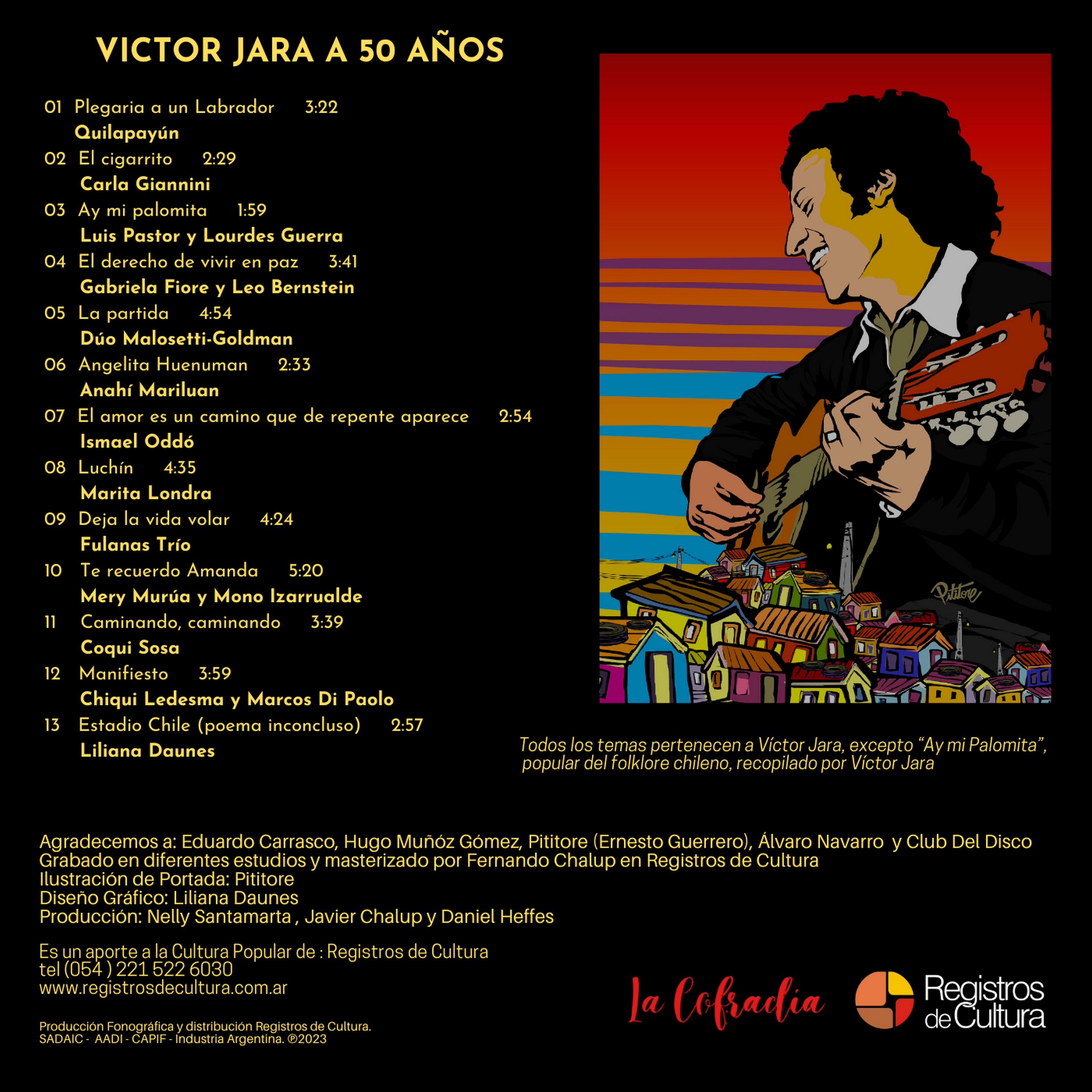 Contratapa de Varios Artistas — Victor Jara a 50 años