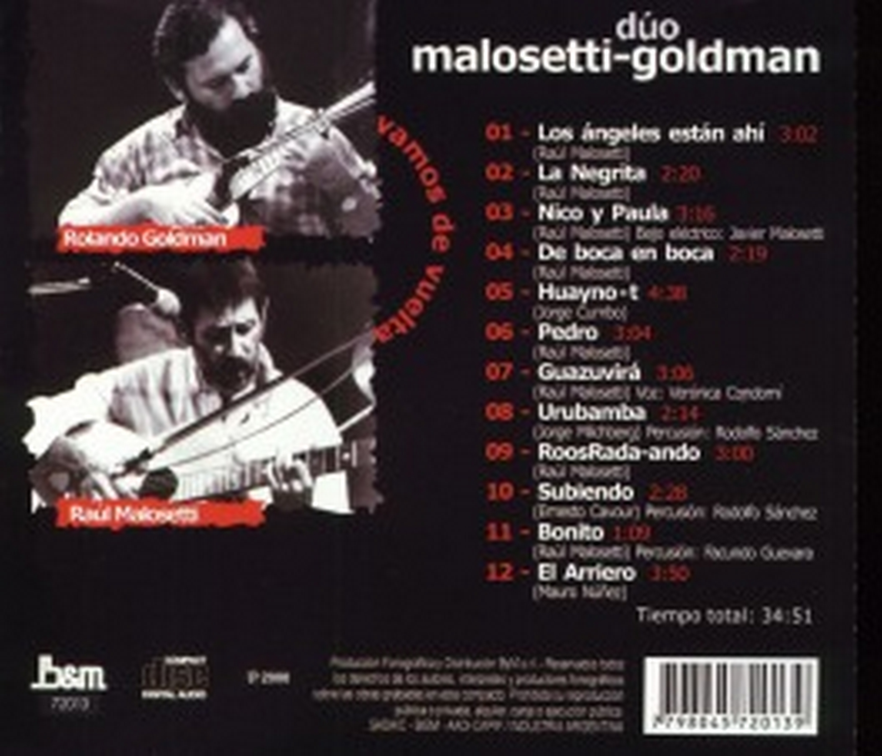 Contratapa de Dúo Malosetti - Goldman — Vamos De Vuelta