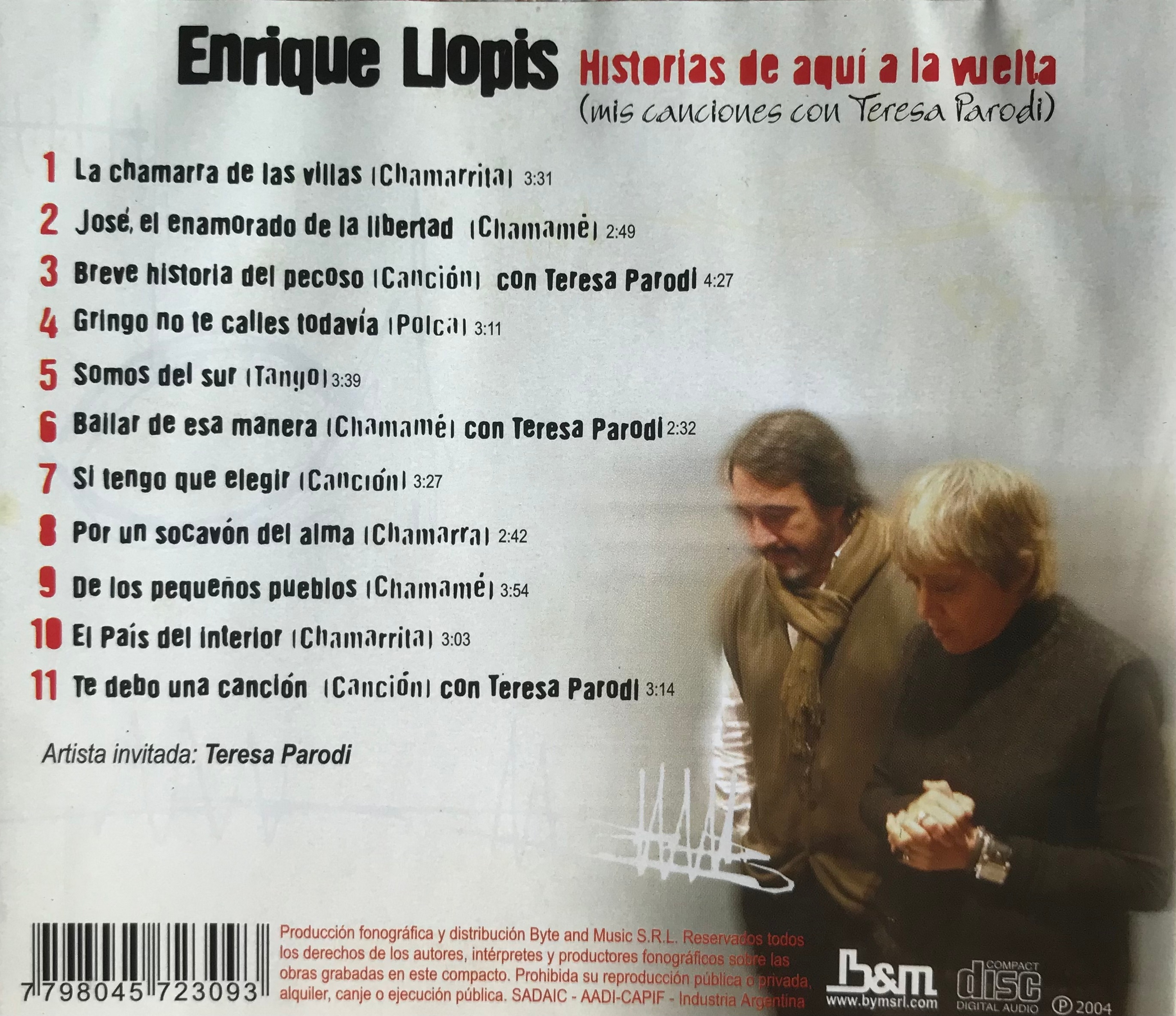 Contratapa de Enrique Llopis — Historias De Aqui A La Vuelta