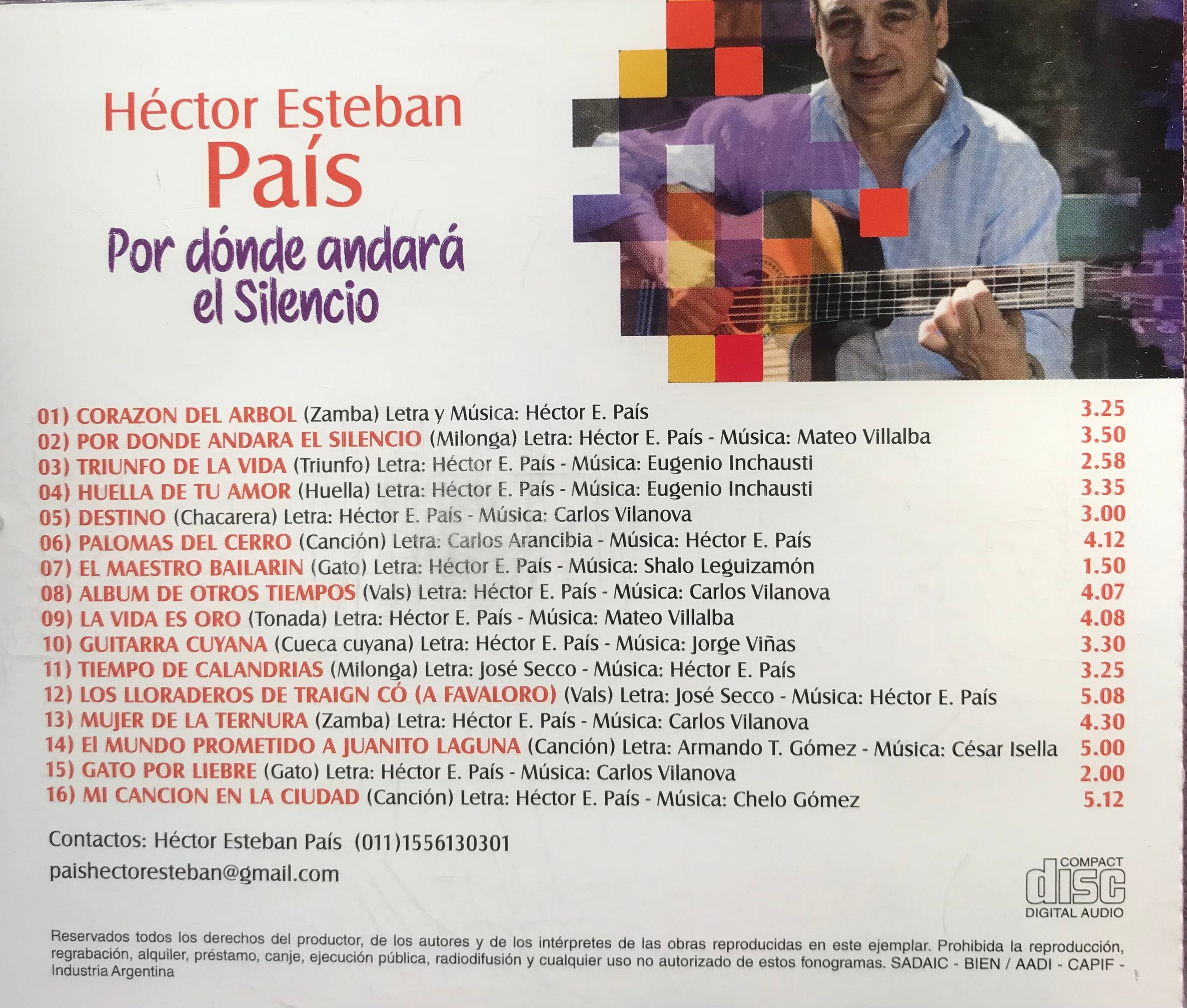 Contratapa de Héctor Esteban País — Por Dónde Andará El Silencio