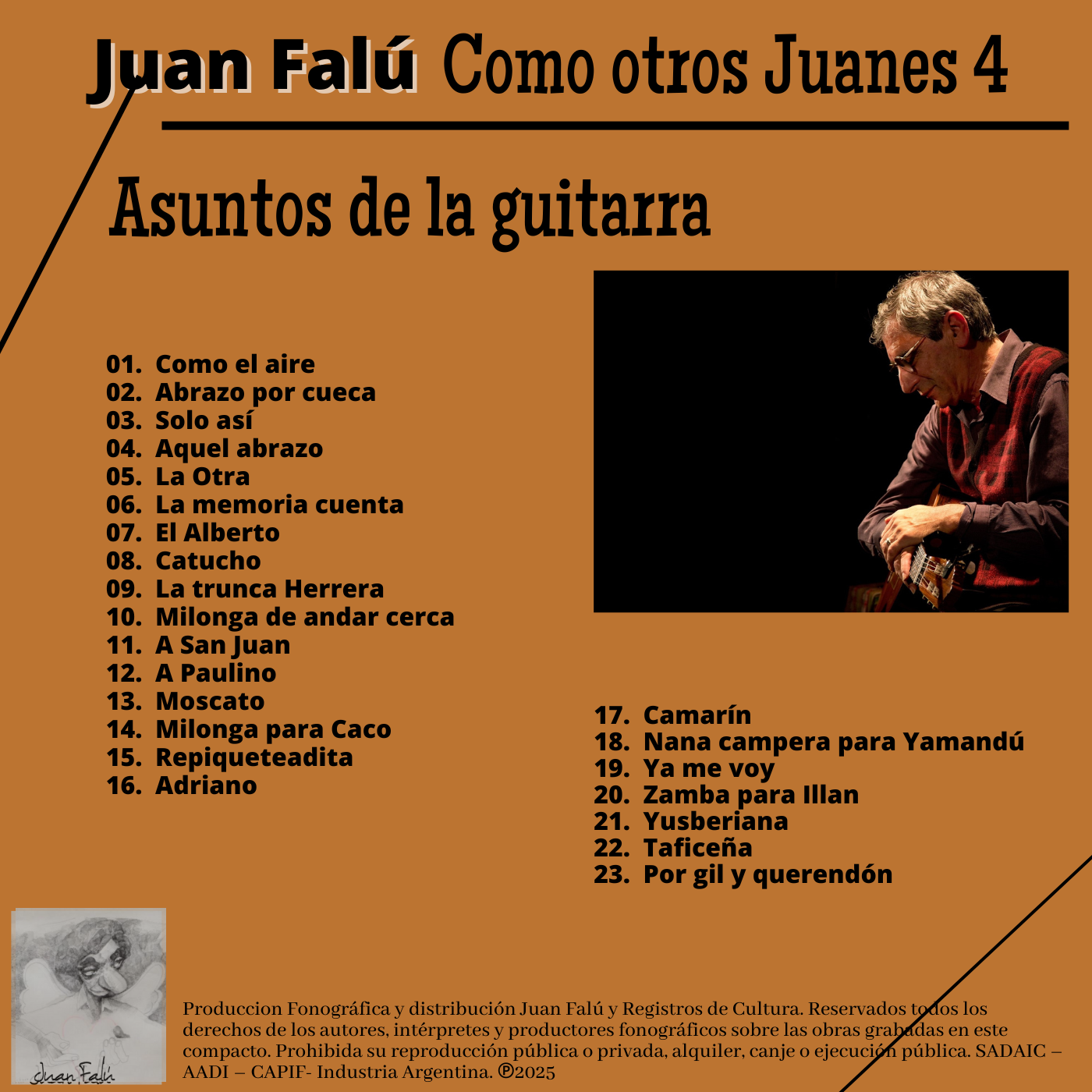 Contratapa de Juan Falú — Asuntos de la guitarra
