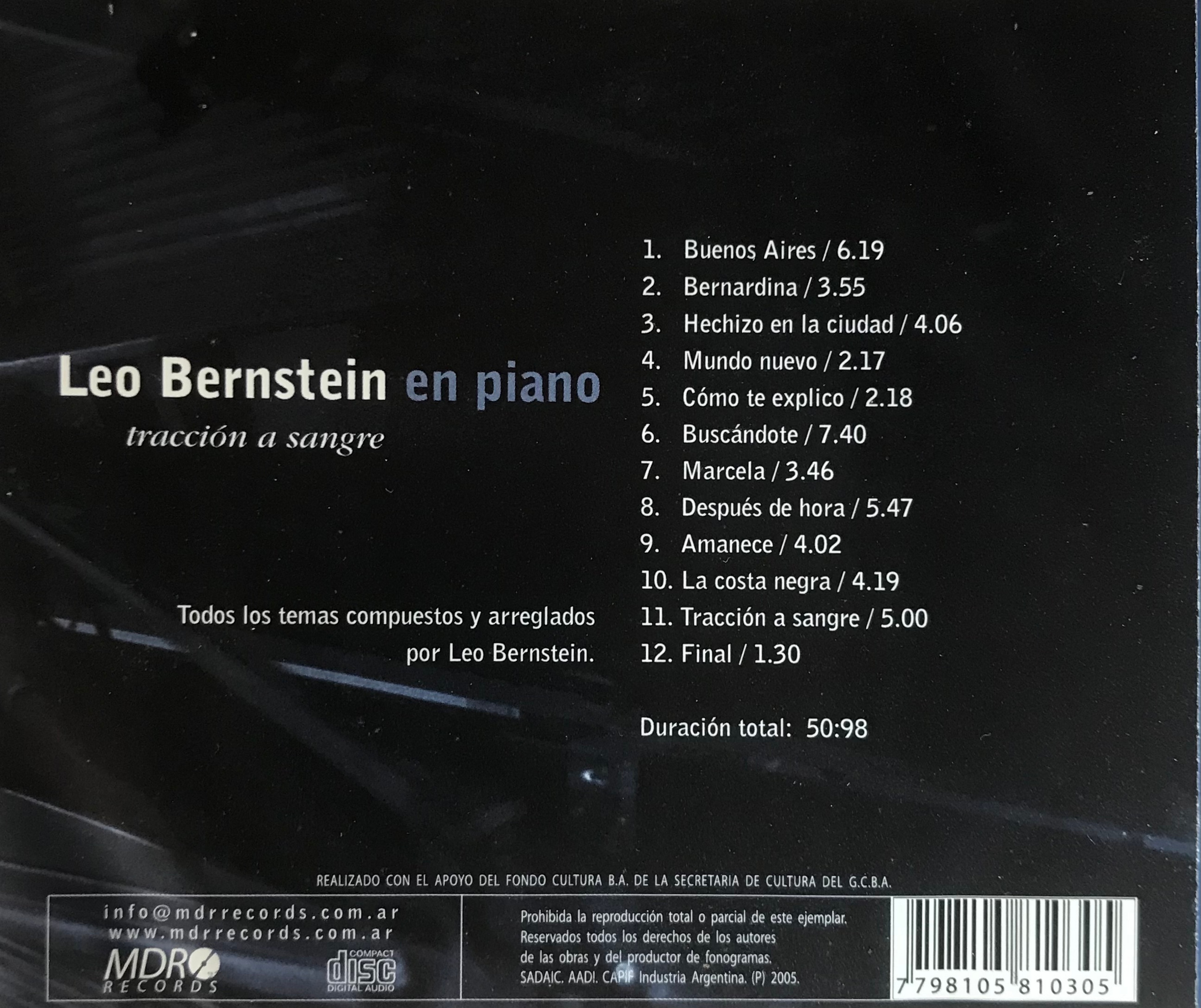 Contratapa de Leo Bernstein — Tracción a sangre
