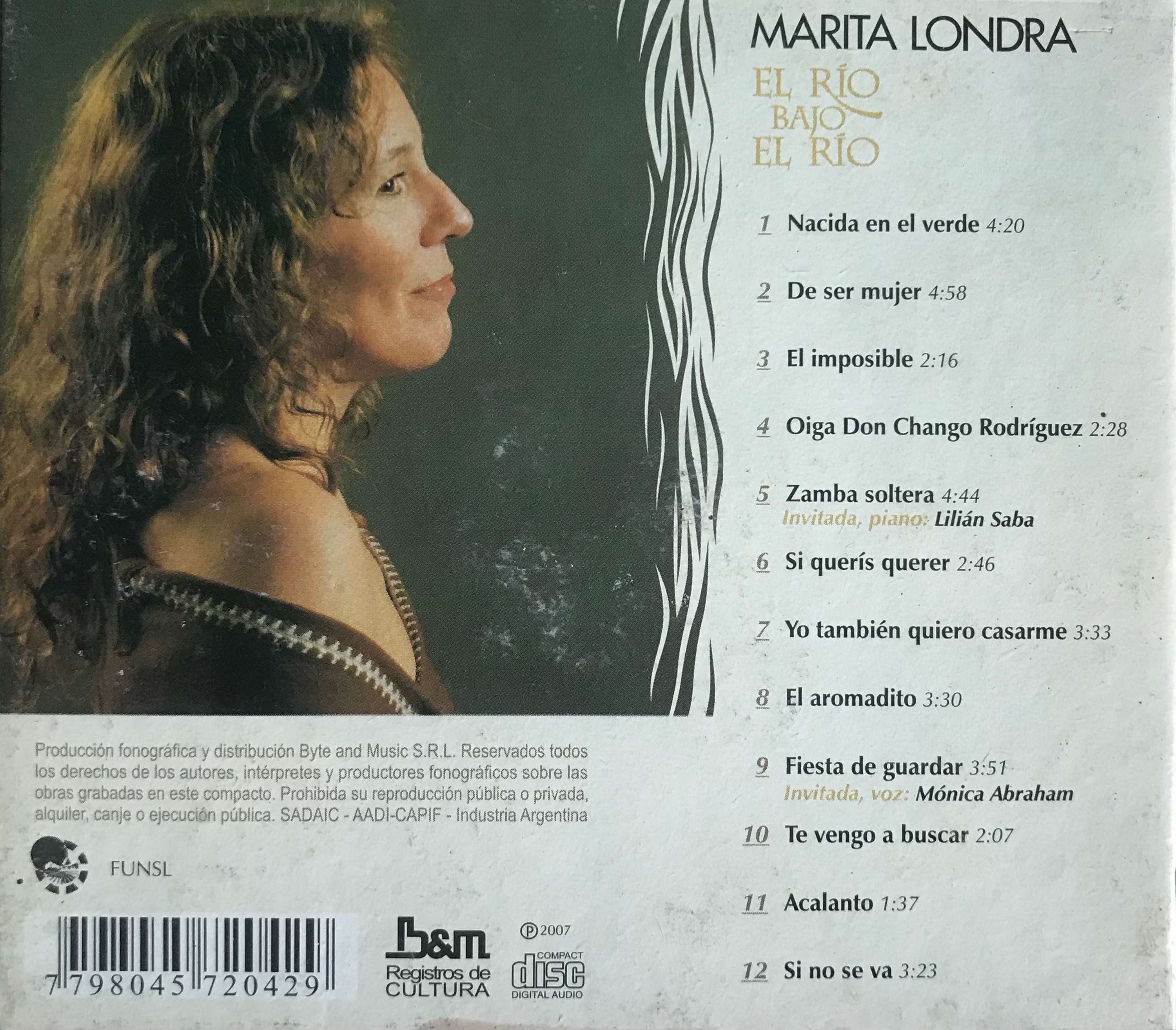 Contratapa de Marita Londra — El río bajo el río
