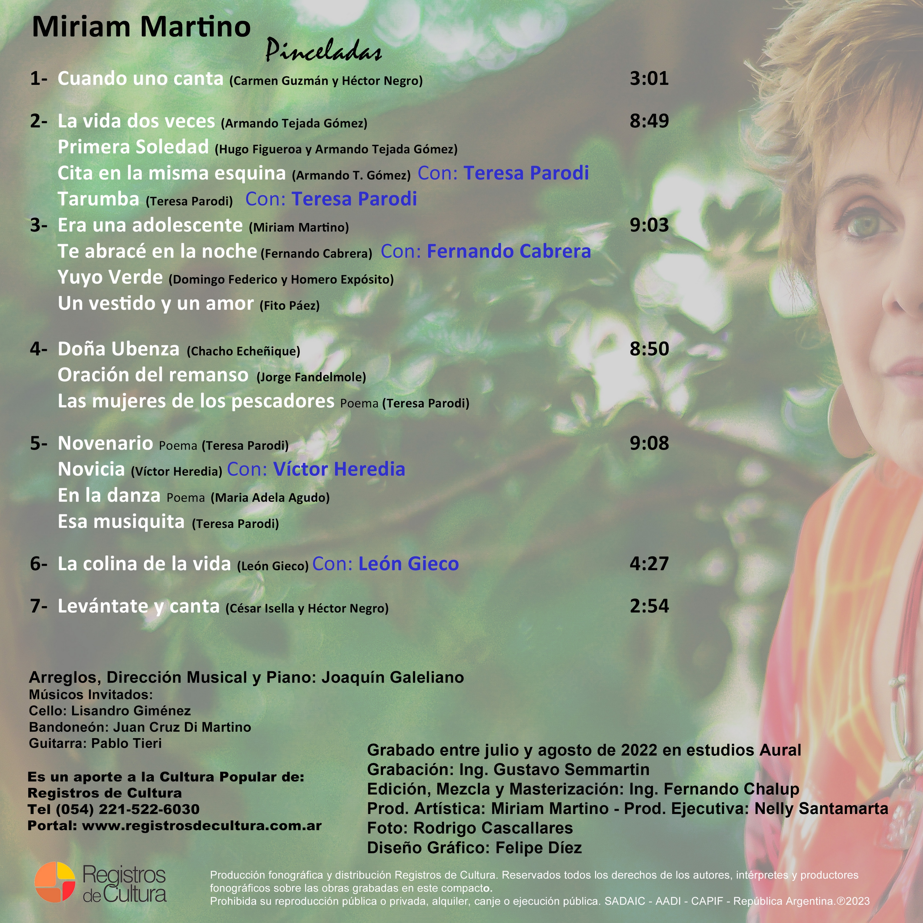Contratapa de Miriam Martino — Pinceladas