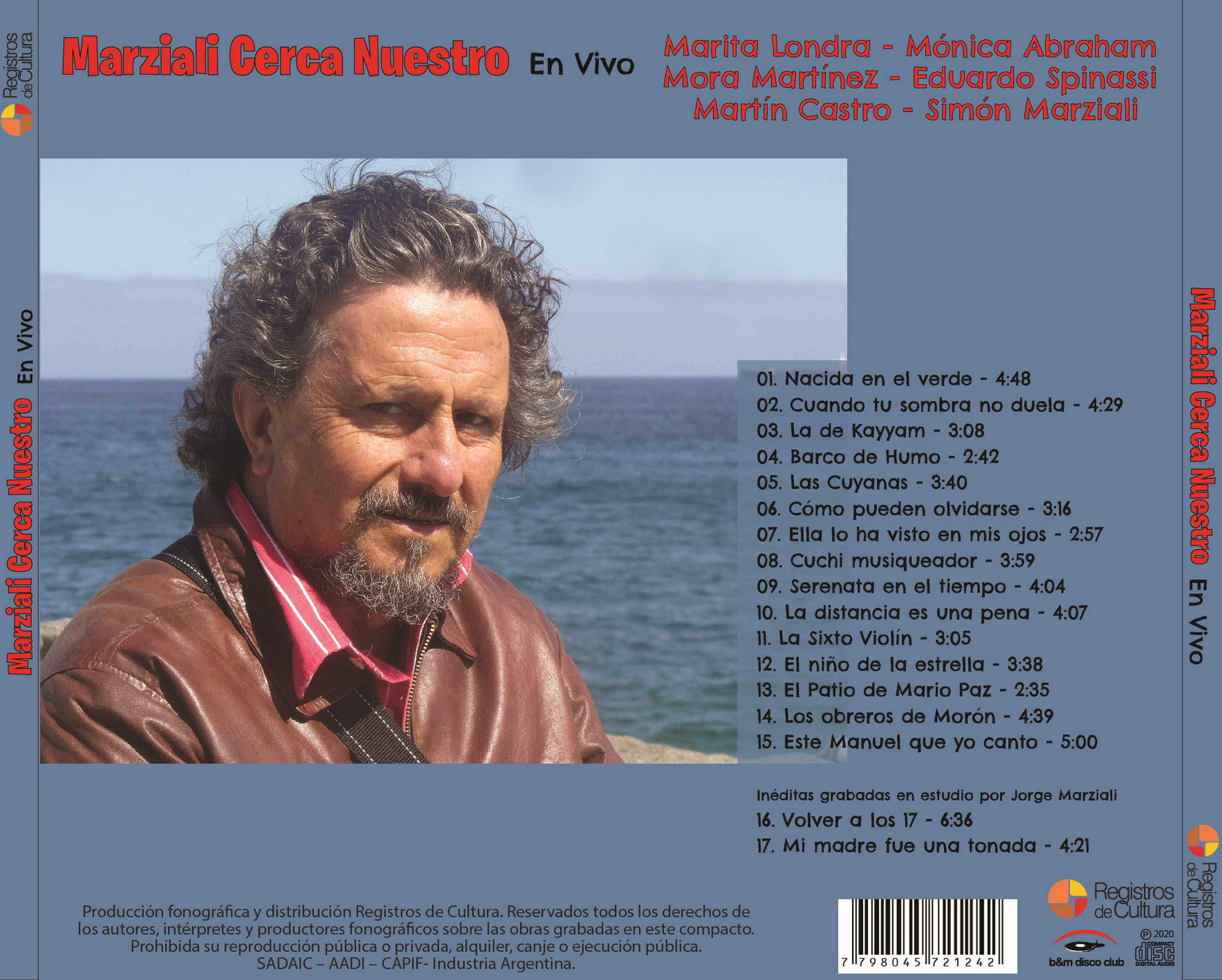 Contratapa de Varios Artistas — Marziali Cerca Nuestro (En Vivo)