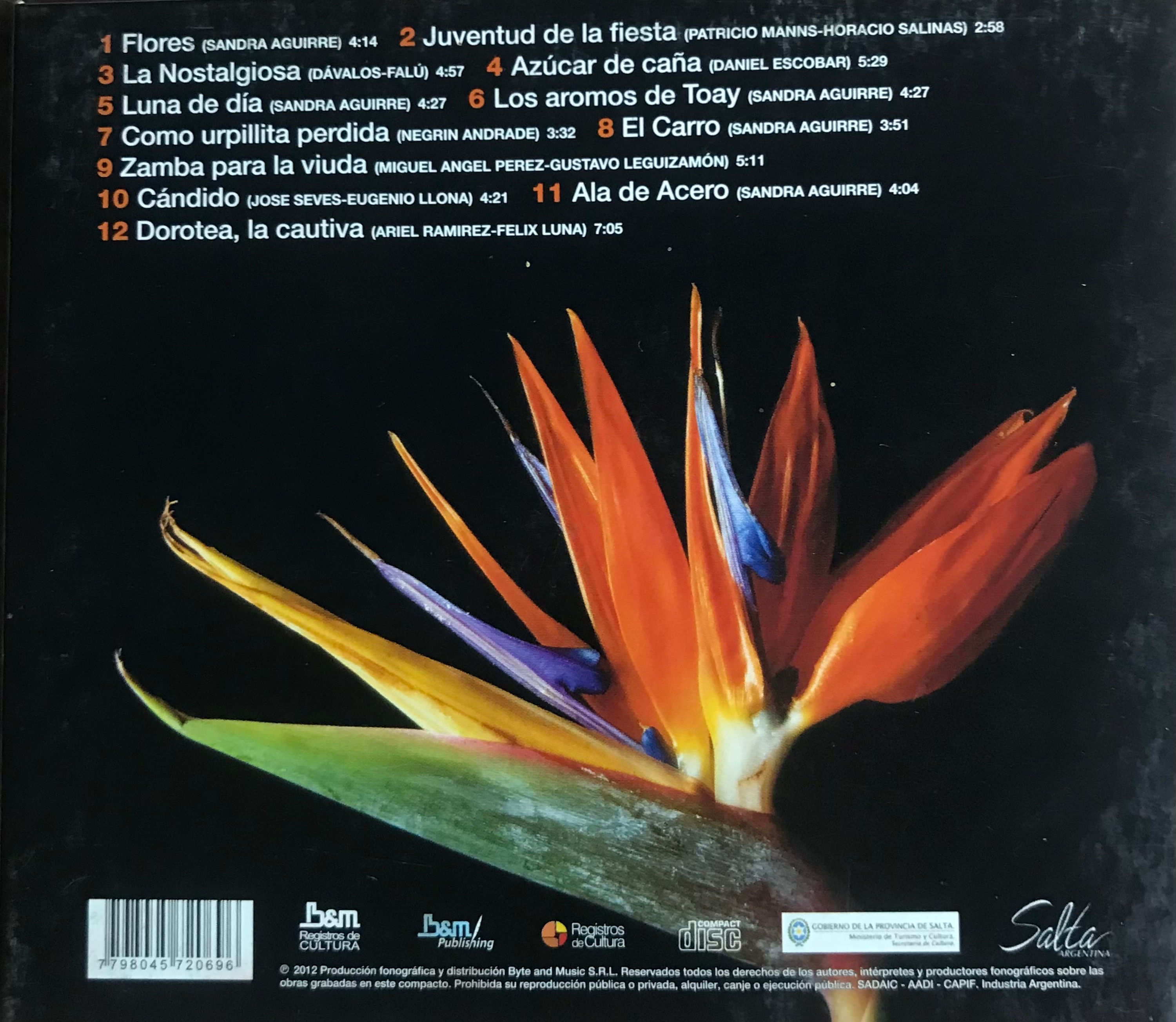 Contratapa de Sandra Aguirre — Flores