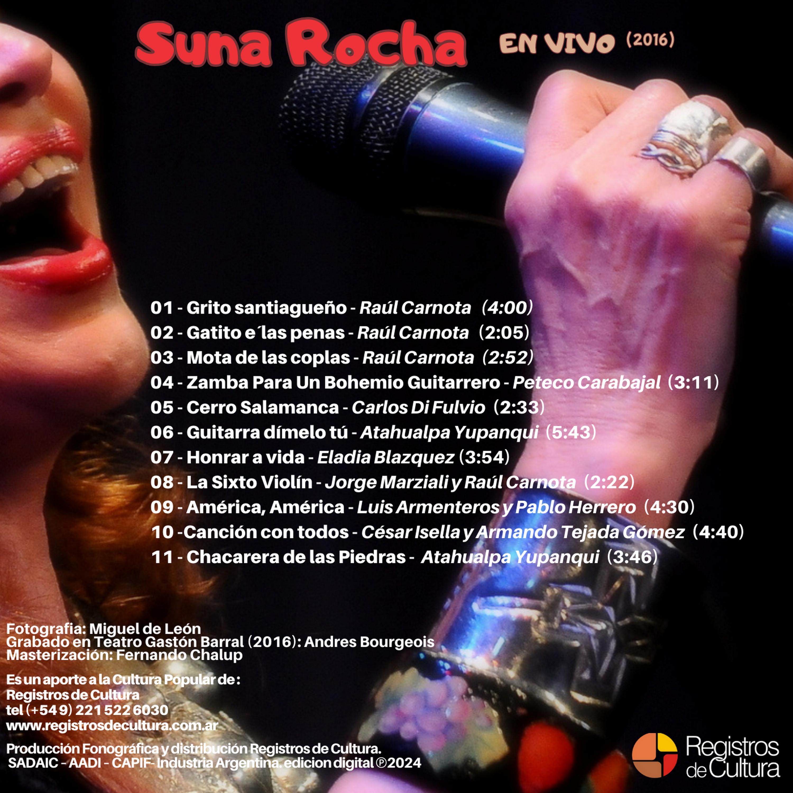 Contratapa de Suna Rocha — En Vivo