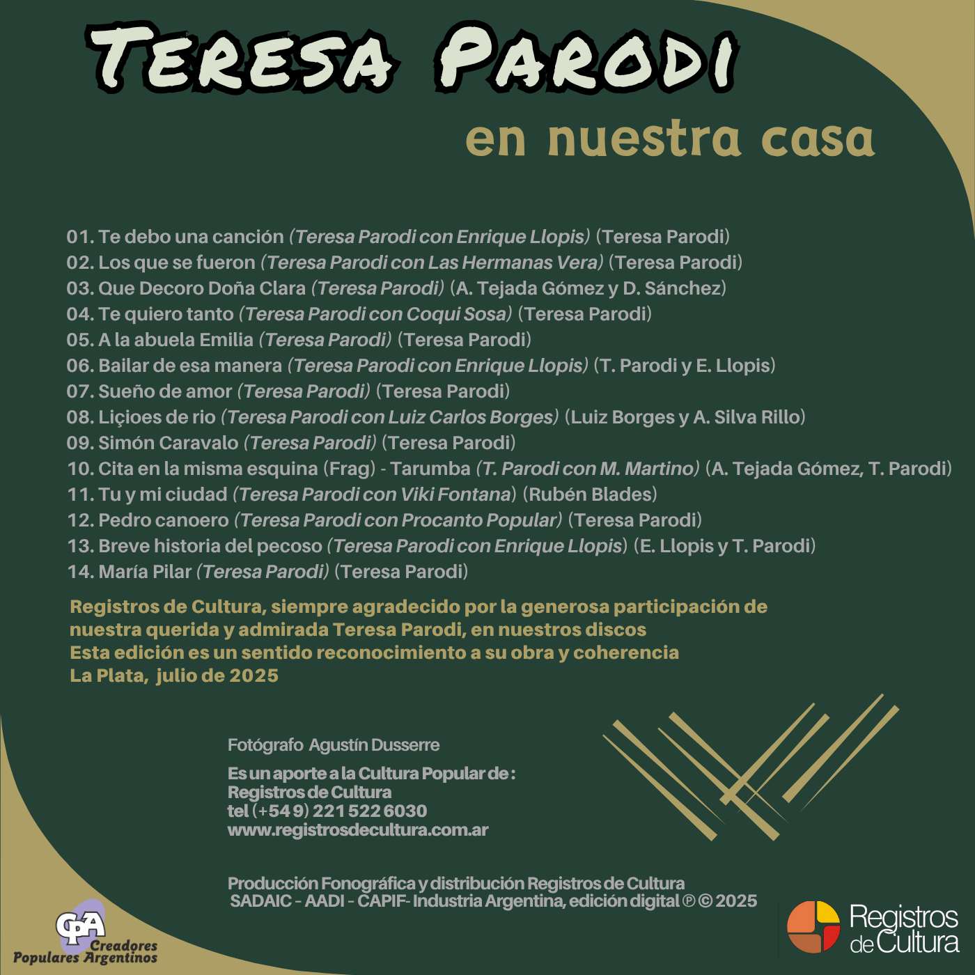 Contratapa de Teresa Parodi con Enrique Llopis — Teresa Parodi En nuestra casa